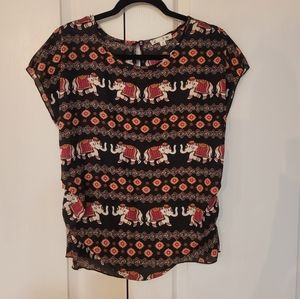 IT Girl Elephant Print Chiffon Blouse Med